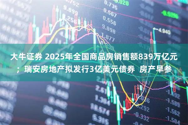 大牛证券 2025年全国商品房销售额839万亿元；瑞安房地产拟发行3亿美元债券  房产早参