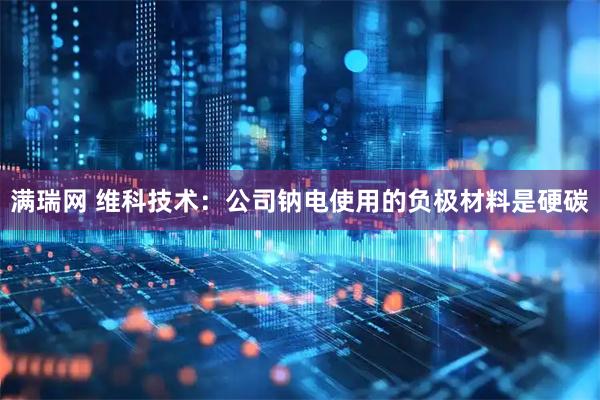 满瑞网 维科技术：公司钠电使用的负极材料是硬碳