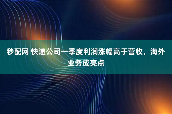 秒配网 快递公司一季度利润涨幅高于营收,海外业务成亮点